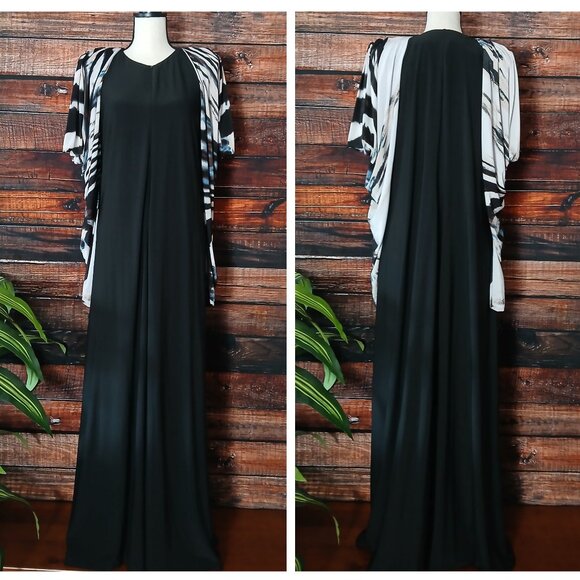 Raza Designs Vintage 80s Gown XL Unique Rare Maxi Dress Long Wing Sleeve US Made - Picture 2 of 10